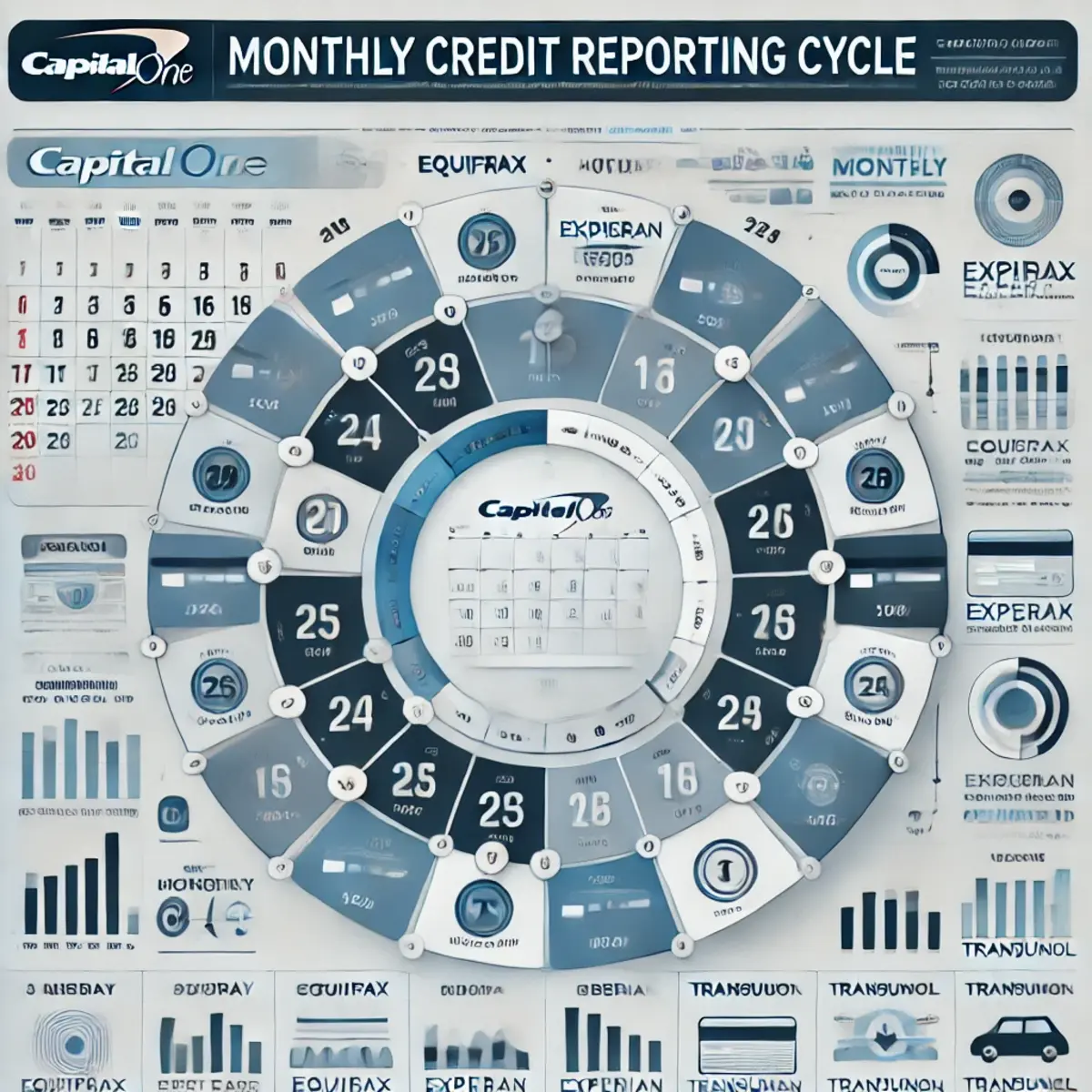 Calendar highlighting Capital One's monthly credit reporting cycle to credit bureaus